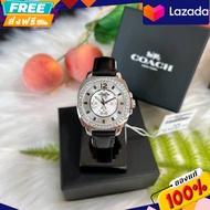 นาฬิกาข้อมือ COACH 14503152 (34mm) Mini Boyfriend Black Leather Silver Watch หน้าปัด 34 มม.