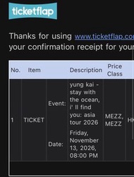 Yung Kai yung kai - stay with the ocean, i'll find you: asia tour 2026演唱會門票 2026