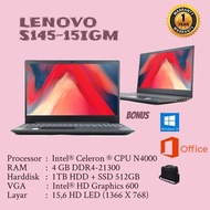 NEW LAPTOP Lenovo S145-15IGM N4000 4GB RAM SSD 512GB 15.6 Black