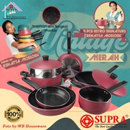 MERAH SUPRA 9pcs red retro aluminum non-stick pan set by renatta moeloek / 9pcs cookware set new ser