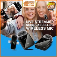 Noise Cancelling Wireless Lavalier Microphone Mini Mic for Youtuber Live Streaming Vlogging Recorder