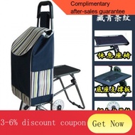 ！Foldable trolleyPortable Stair Climbing Supermarket Trolley Foldable Elderly Shopping Luggage Trolley Trolley with Seat