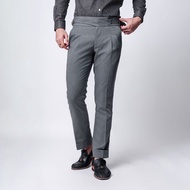 VENGOZ - Men's Formal Pants Classic Buckle Gurkha Pants Grey