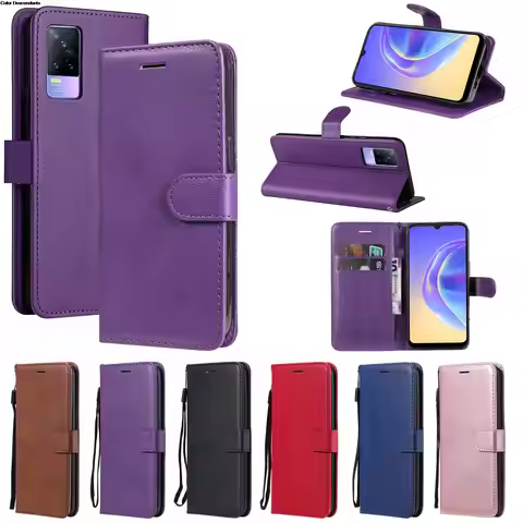 Luxury Wallet Flip Case For Vivo V21e Cover Leather Solid color Magnetic funda V 21e V21 e V2061 lan