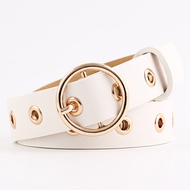 Women Belt Round Buckle  Leather Belt for Women Black Pink White Blue Red Ladies Accessories Belts