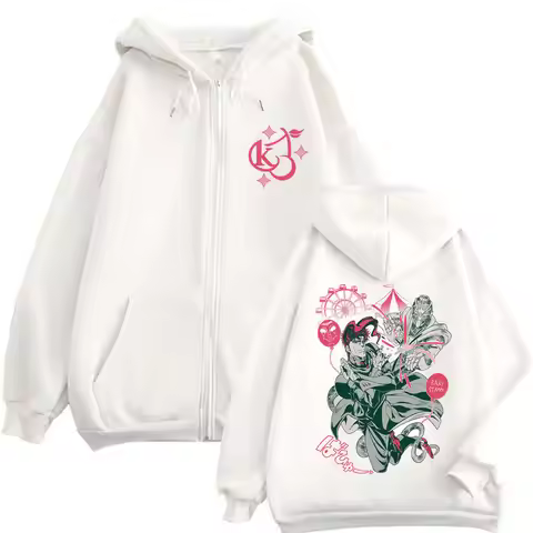 Anime Jojo Bizarre Adventure Graphic Zipper Hoodie Jotaro Kujo Jacket Dio Giorno Zip Up Hoodies Men'