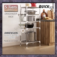 KR050 5 Tiers Stainless Organizer Rack Bathroom Kitchen Shelf Pot Rack Bathroom Floor Organizer Pan 