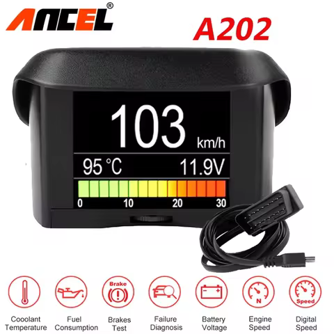 ANCEL A202 OBD2 Scanner Car On-board Computer with Digital Speed Fuel Temp Display Automobile Scanne