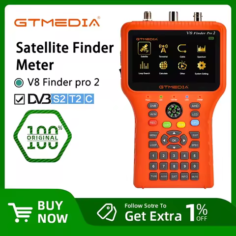 GTMEDIA V8 Finder Pro2 Satellite Signal Finder Meter DVB-S2/T2/Cable 4.3' LCD Display 1080P,Type-c P