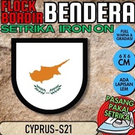 Monggo] IRON-ON Flock Emblem Badge Patch National Flag Embroidery - CYPRUS [S01] Shield List Outline