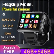 Large Screen 4G Smart Watch Dual Camera 4GB+64GB Face Recognition Unlock 1500mAh With GPS WiFi Maps 