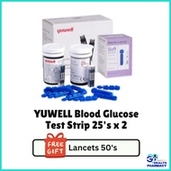 YUWELL Blood Glucose Test Strip 25's x 2 (Free Lancet 50's)