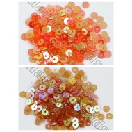 4mm Orange Sequins Round Flat 10gm/pack (Labuci DIY/embroidery/jahitan manik) Sold by MarvelBeads Of