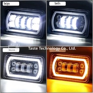 4x6 สแควร์ LED ไฟหน้ารถจักรยานยนต์สําหรับ JEEP Wrangler Angel Eye ดัดแปลงชุด Cross-Border รถจักรยานย