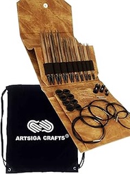 Lykke Umber 5.5, 6.5 & 7.5-Inch Long Interchangeable Knitting Needle Set Birchwood US Sizes US Sizes