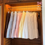 4-layer drawstring maxi skirt with lining - 1807 STUDIOS