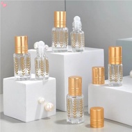 3ml/6ml Glass Roller Bottle For Essential Oils,Mini Glass Bottles With Roller Balls,Gold Aluminum Caps Portable Roll-On Vial Aromatherapy Perfume Container