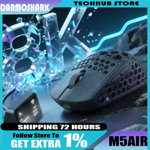 Darmoshark M5 AIR MouseTri Mode Wireless Bluetooth Paw3950 Lightweight 31g 8000Hz E-sport Mouse Offi
