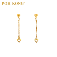 POH KONG 916/22K Gold Floating Little Heart Earrings