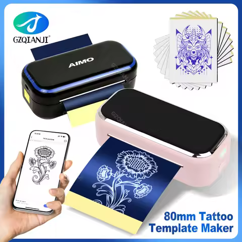 Mini Wireless Tattoo Stencil Printer Transfer Machine with 20pcs Tattoo Transfer Paper 2200mAh batte