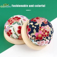 [DelicationS] Vintage Embroidery Pin Cushions Half Round Pin Pad With Wooden Base Needle Holder For 