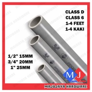 PVC Pipe CLASS D CLASS 6 Standard Paip Air PVC Paip PVC Tebal Nipis Loose Cut High Quality (1-4 Feet