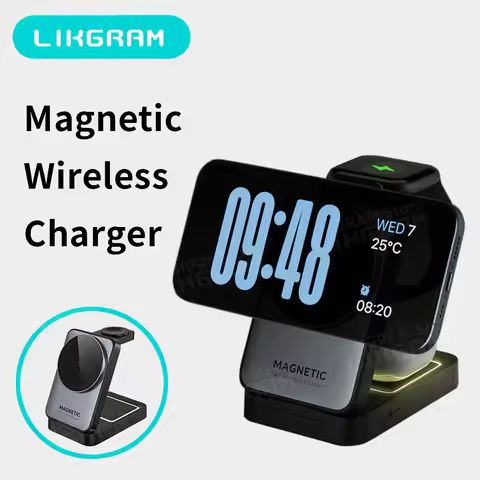 3 in 1 Magnetic Wireless Charger with Nightlight Foldable Magsafe for iPhone 12-17 Apple Watch AirPo