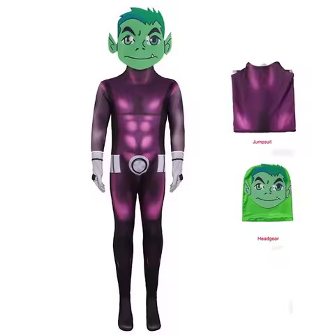 Halloween Cosplay Costume Teen Game Titans Beast Comic Logan Boys Jumpsuit Bodysuit Adult Kids Chico