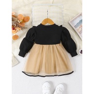 Baby Girl Fancy Funky Dress Little Kids Elegant Long Sleeve Fake Two-Piece Princess Dress Party Birt