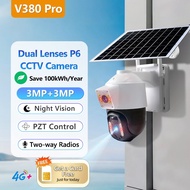 V380 Pro solar energy Dual lens cctv camera 6MP HD 360° Outdoor cctv wireless 4G/WIFI view from mobi