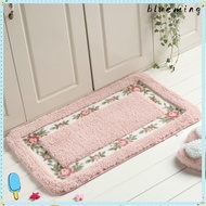 BLUEMING 1 Pcs Pink Rug, Pink Non-Skid Flower Rug,  Absorbent 16*24Inch Microfiber Floral Bathroom R
