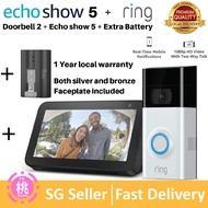 Ring Video Doorbell 2 with Echo Show 5 Bundle ( Extra ring battery / Echo dot options )