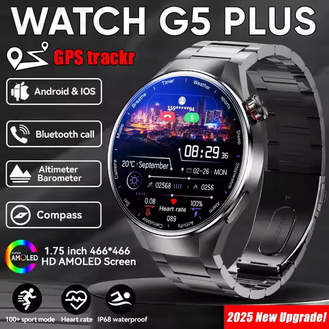 2025 New Watch G5 Plus Sports Smart Watch Men 466*466 AMOLED Screen IP68 Waterproof GPS trackr Compa