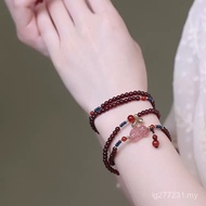 Natural Simple Bracelet Garnet Pixiu Gift Three-Layer Accessories Free Women's Agate Girlfriends AIX