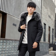 ! Down Jacket Men's down jacket2022New Winter Coat Youth Korean Thick Mid-Length Hooded Warm Male