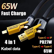 Jaspan JK-06 4 IN 1 Fast Charging data cable PD 27W Fast Charging cable charger TYPE C and multifunc