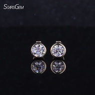 Brand new  Starsgem Round Shape Bezel Setting Earrings DEF Color VS Clarity Lab Diamond Stud 14k Gol
