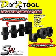 SW HARDWARE Poly Fittings Reducing Nipple / Reducing Bush Sambung Paip Hitam HDPE Pipe Connector