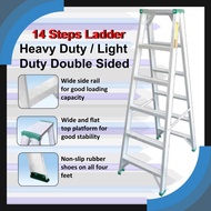 Heavy / Light Duty Aluminium Ladder 14 Steps Two Sided Tangga Lipat 14 Langkah Dua Sisi  Bangku Tuga