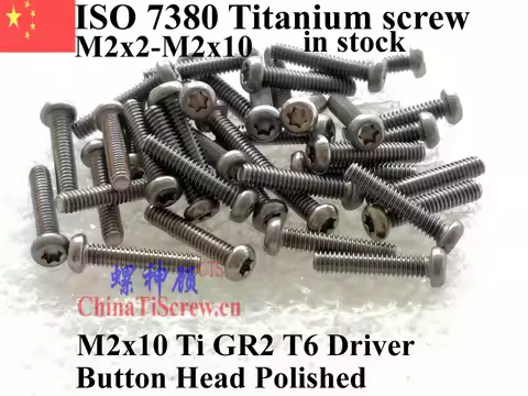 T6 driver M2 Titanium screw M2x2 M2x3 M2x4 M2x5 M2x6 M2x8 M2x10 ISO 7380 Button Head Ti GR2 Polished
