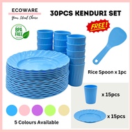 ECOWARE 30pcs Kenduri Set/ Party Set 30pcs/ Plastic Plates Cups Bowls Set/ High Quality Food Grade f