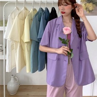 Casual and Fashionable Turndown Collar Short Sleeve Blazer for Women's Tops