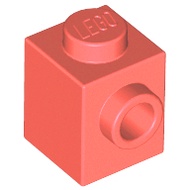Lego 87087 part Brick, Modified 1 x 1 with Stud on Side coral