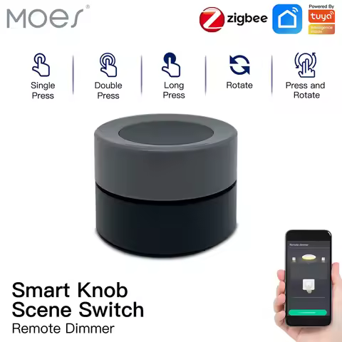 New Tuya ZigBee Smart Knob Switch Wireless Scene Switch Button Controller Battery Powered Automation