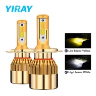 YIRAY 2PCS C6 H4 LED Headlamp 2 color car LED Headlight HB2 9003 HB2 Hi/Low Beam Low Beam 3000K Yell