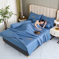 💥🐰💖Room24th ❗❗ ชุดนวมผ้าปูที่นอน พร้อมผ้านวมหนา 8 ฟุต สีพื้น ผ้าห่มเย็น เกรด premium โรงแรม 🏨✨ ครบ