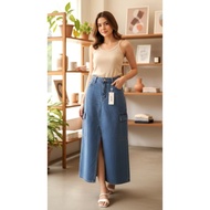 Lovito Blue Denim long skirt