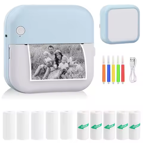 Mini Printer, Portable Thermal Photo Printer, Inkless Sticker Maker Machine for Notes, Photos, Stick