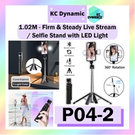 Monopod P04 Live Stream Phone Stand with LED Steady Selfie Stick Phone Holder Bluetooth Remote Contr