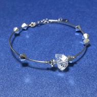 天然閃靈鑽原石18K白金純銀手鐲